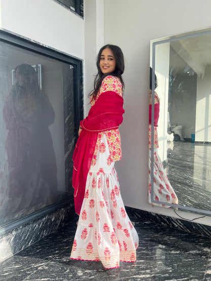 Pink Daisy Sharara Set For Women