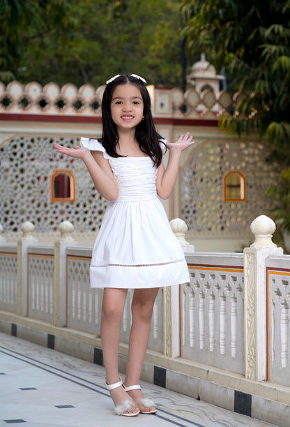 Pearl White Kids Frock