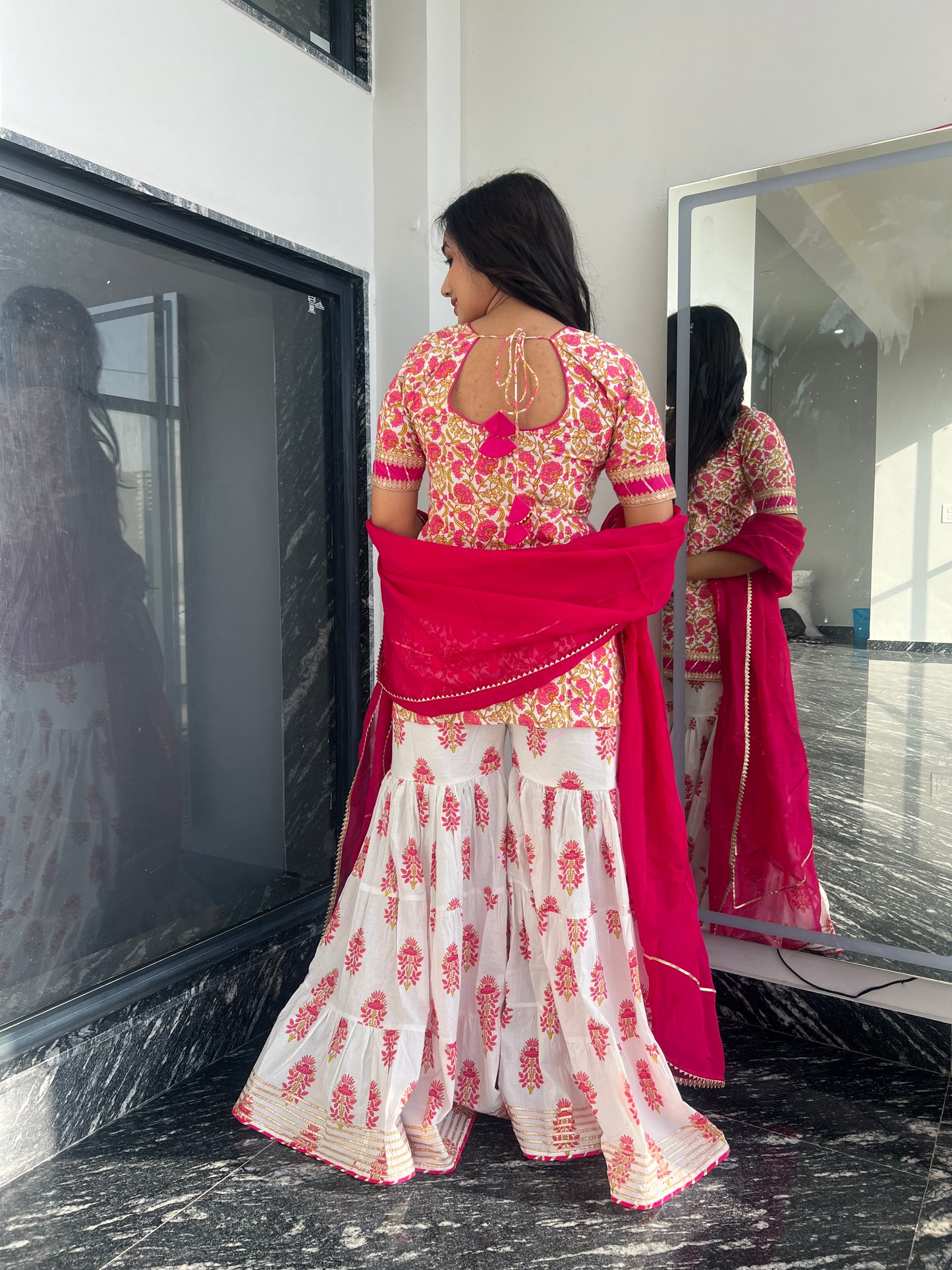 Pink Daisy Sharara Set For Women