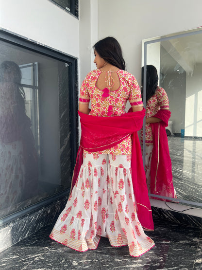 Pink Daisy Sharara Set For Women