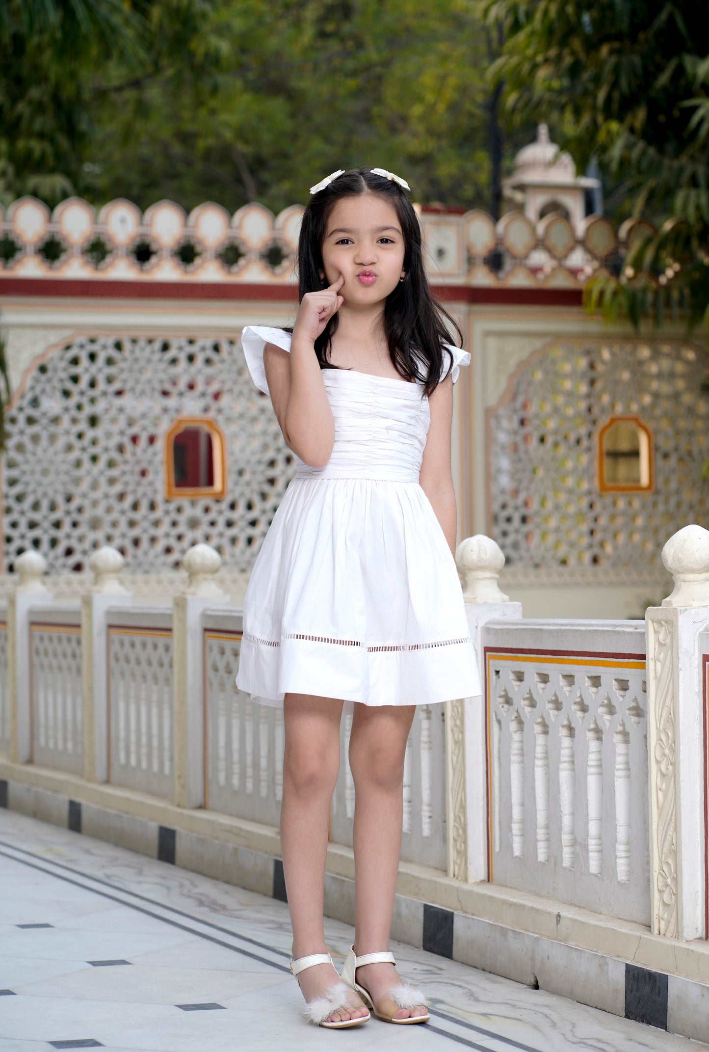 Pearl White Kids Frock