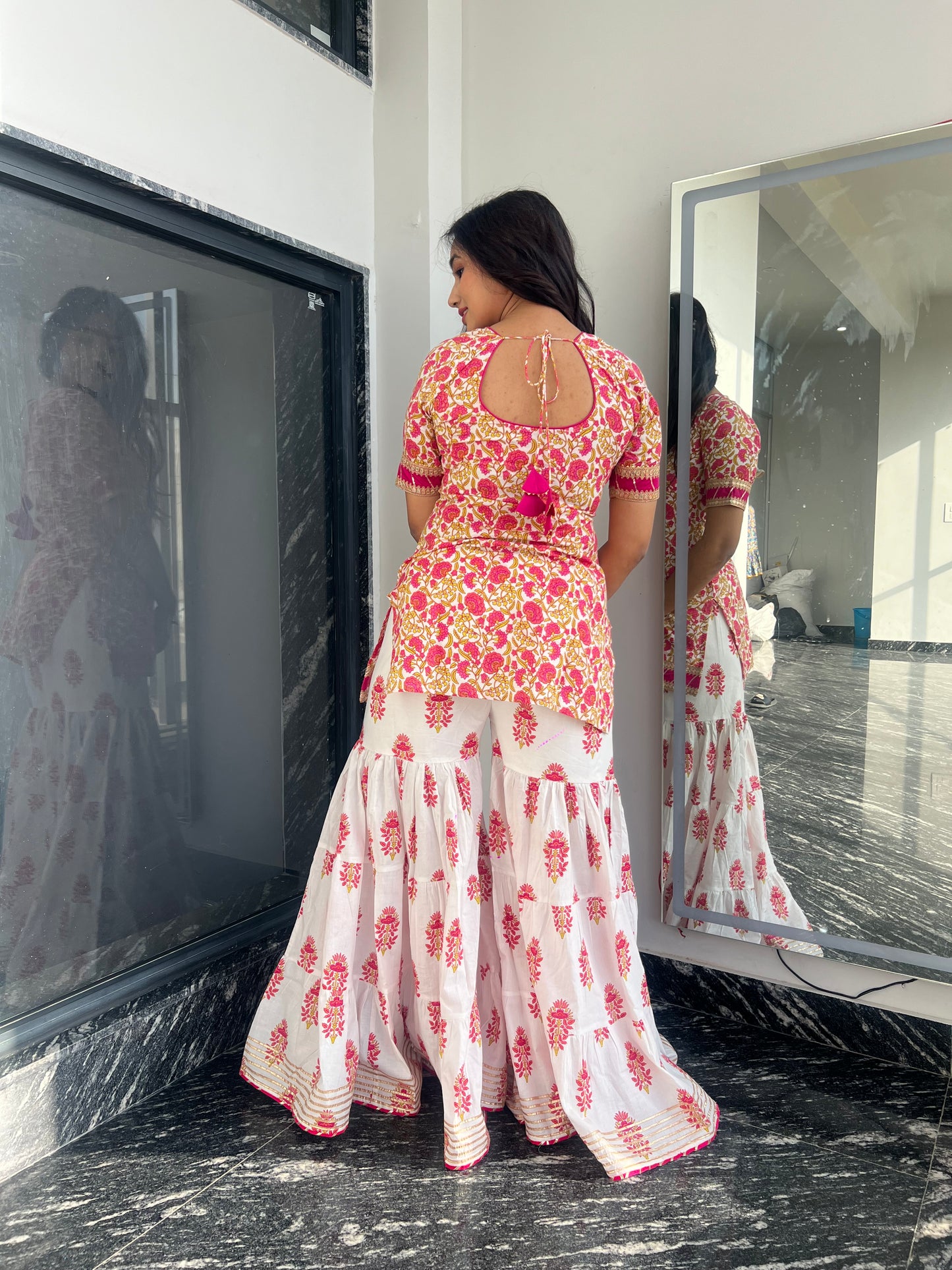 Pink Daisy Sharara Set For Women