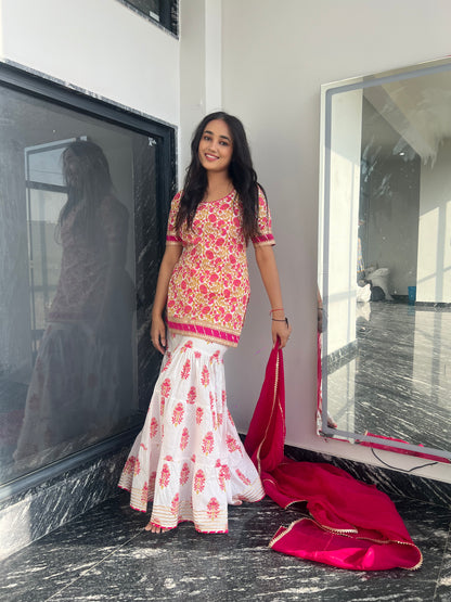 Pink Daisy Sharara Set For Women