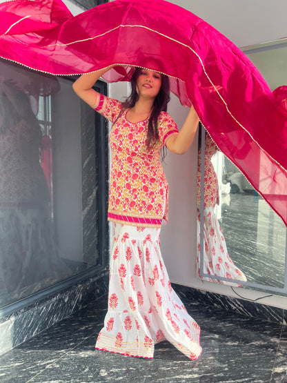Pink Daisy Sharara Set For Women