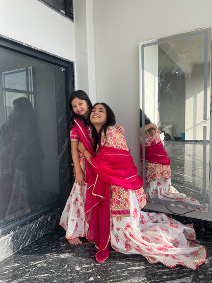 Pink Daisy Jaipuri Sharara Set - Twinning in Pink