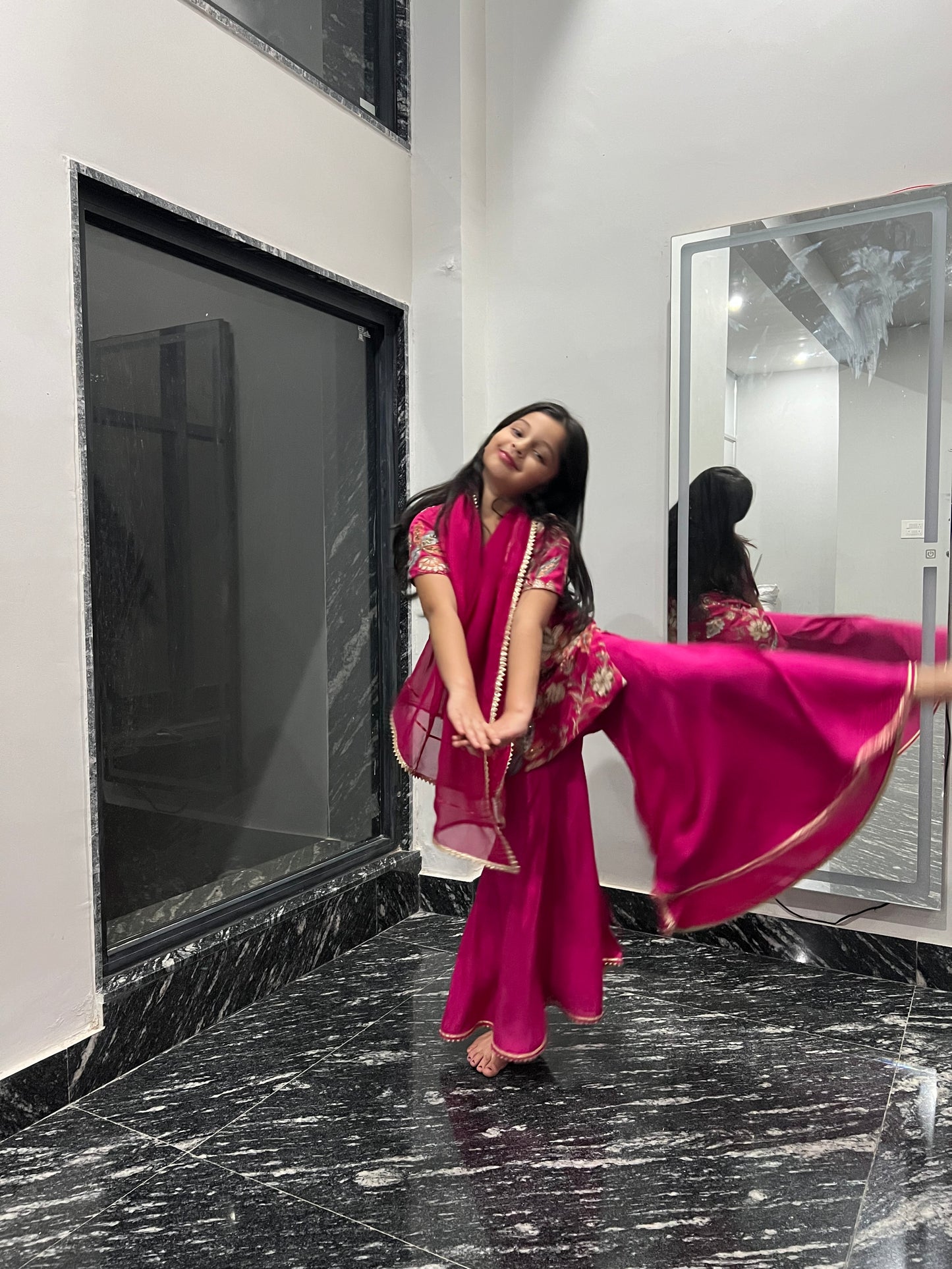 Pink Camellias Embroidery Set For Girls