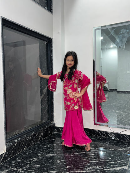 Pink Camellias Embroidery Set For Girls