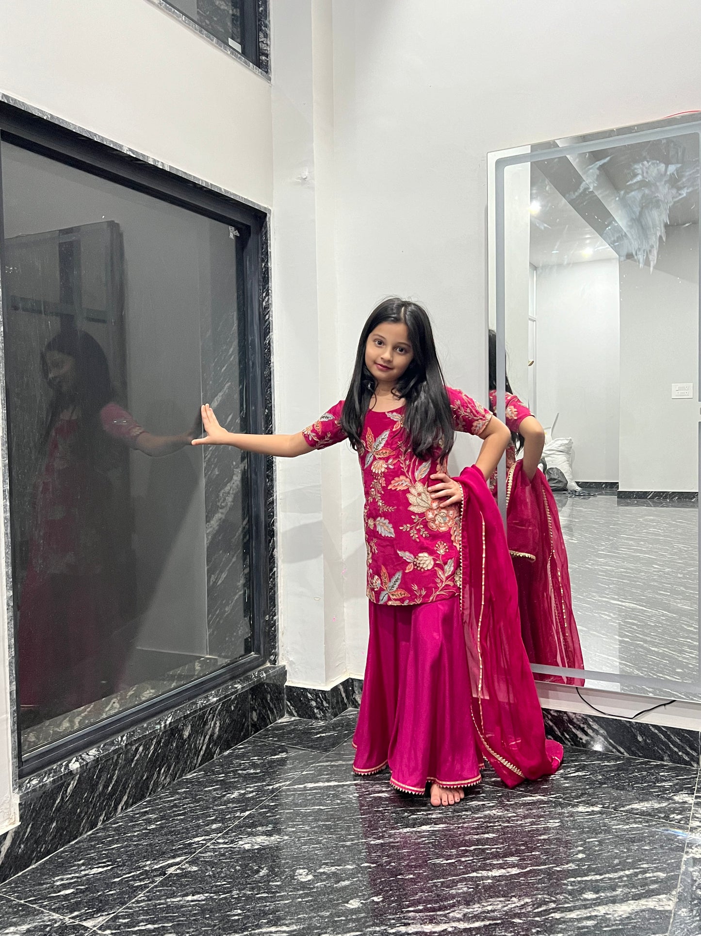 Pink Camellias Embroidery Set For Girls