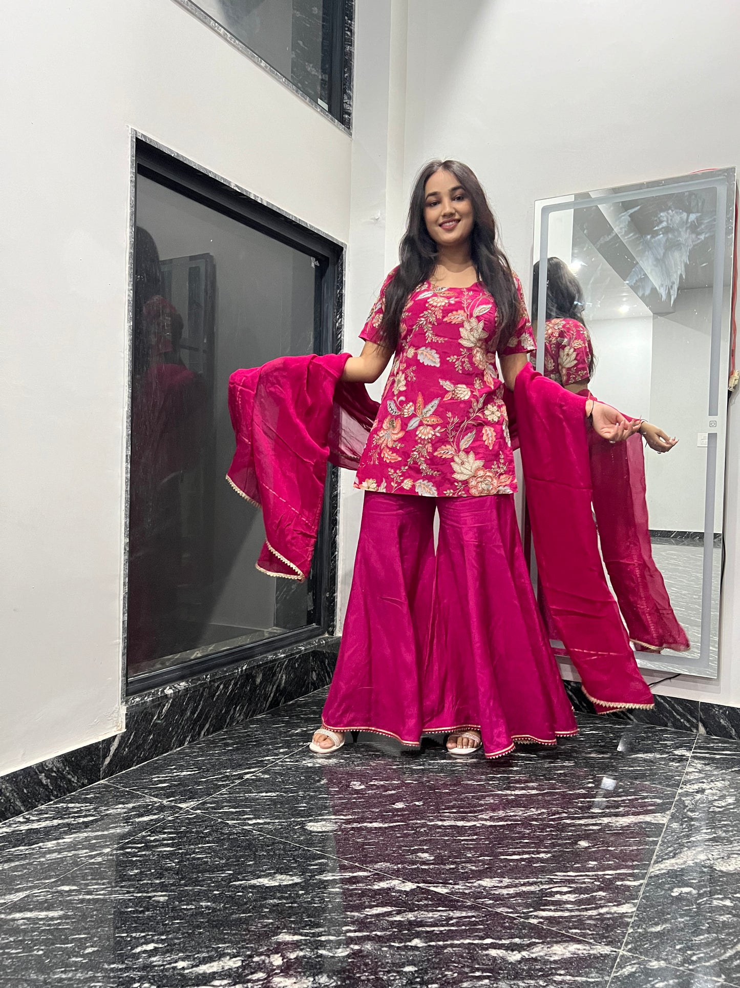 Pink Camellias Embroidery Set For Women