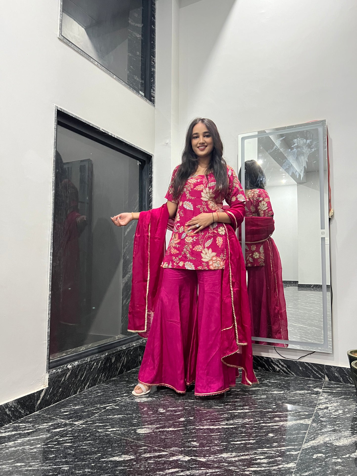 Pink Camellias Embroidery Set For Women