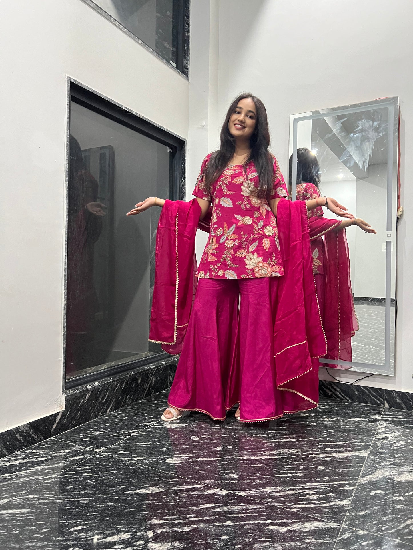 Pink Camellias Embroidery Set For Women