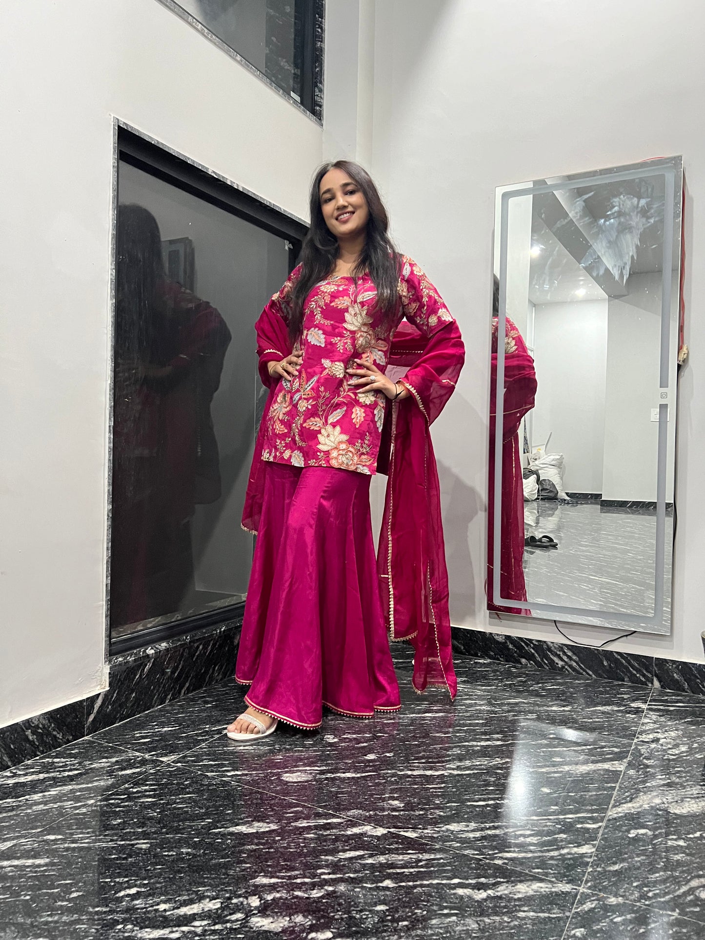 Pink Camellias Embroidery Set For Women