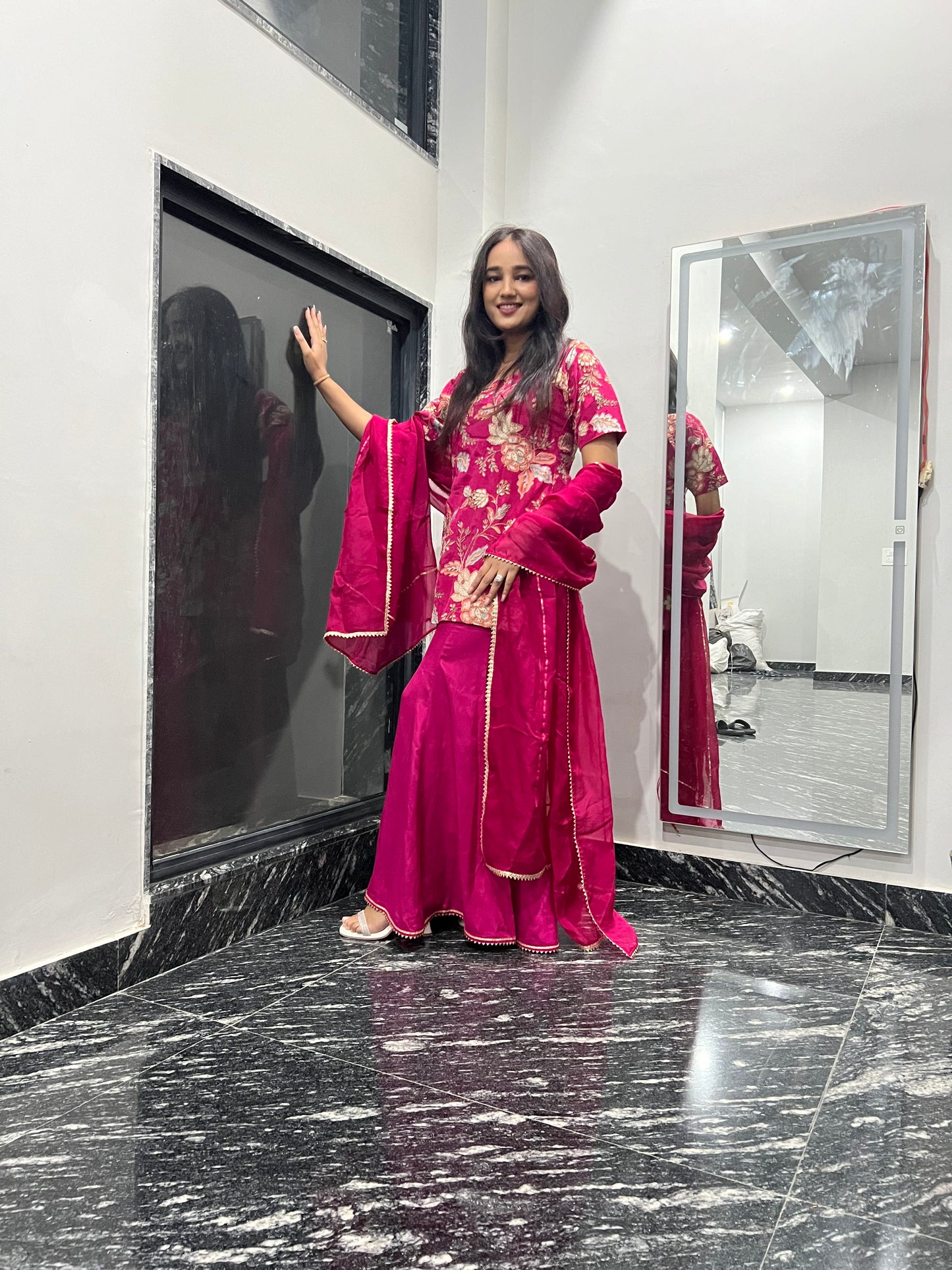 Pink Camellias Embroidery Set For Women