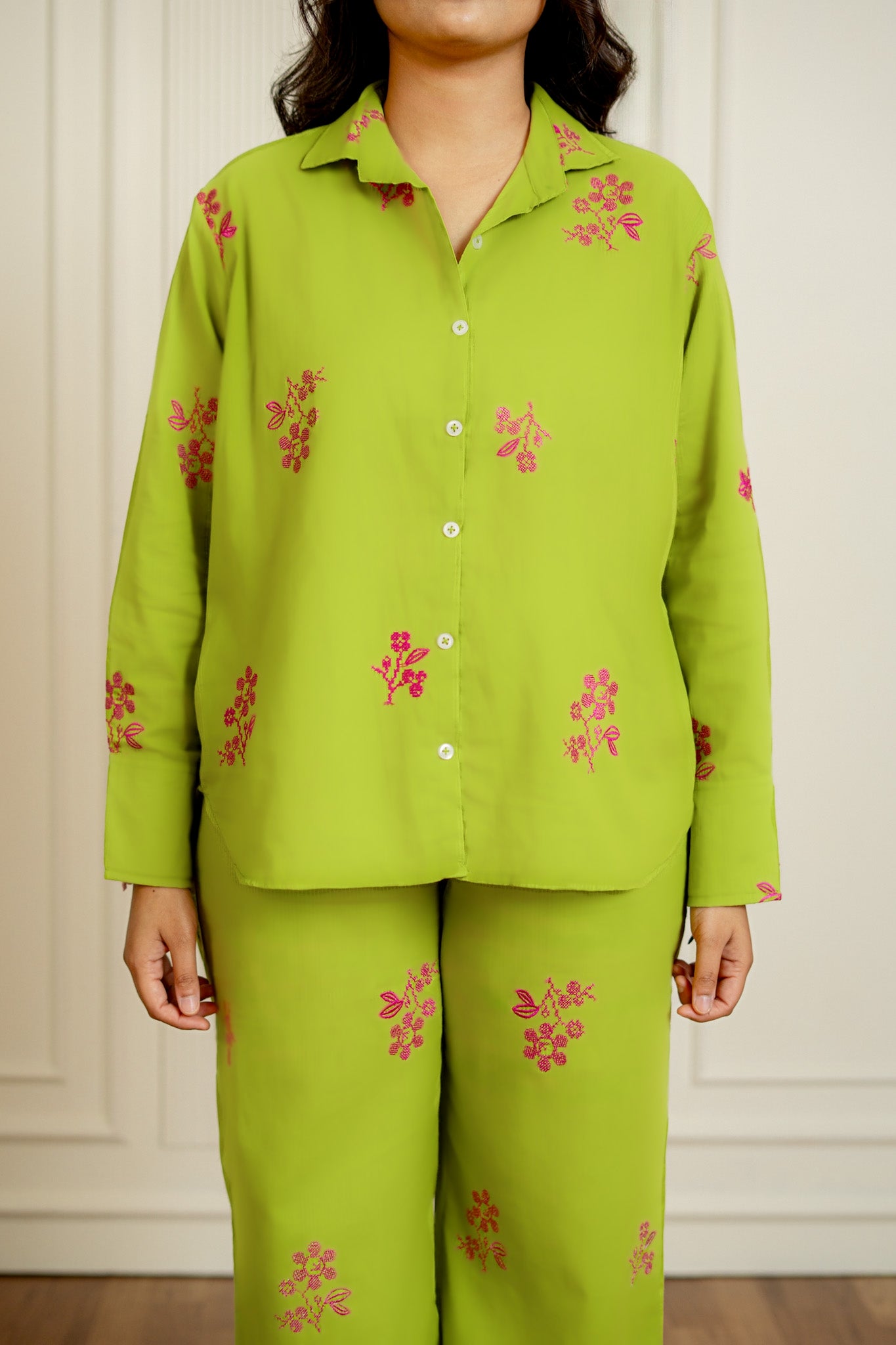 Green Embroidered Co-ord Set – Resort Wear for Women