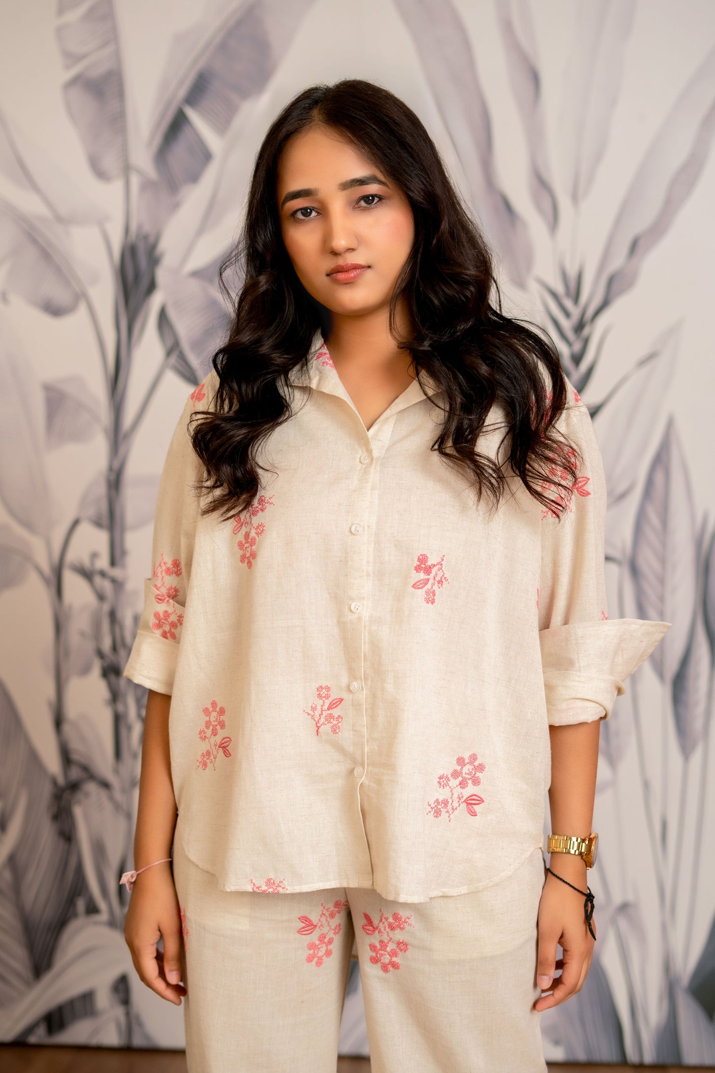 Off-White Embroidered Co-ord Set – Resort Wear for Women