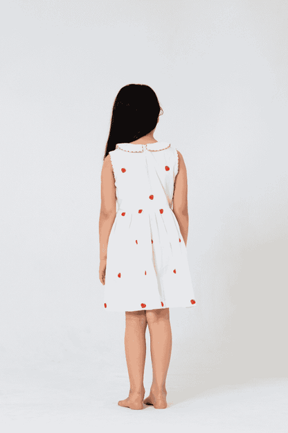 Adorable Strawberry Embroidered Midi Dress