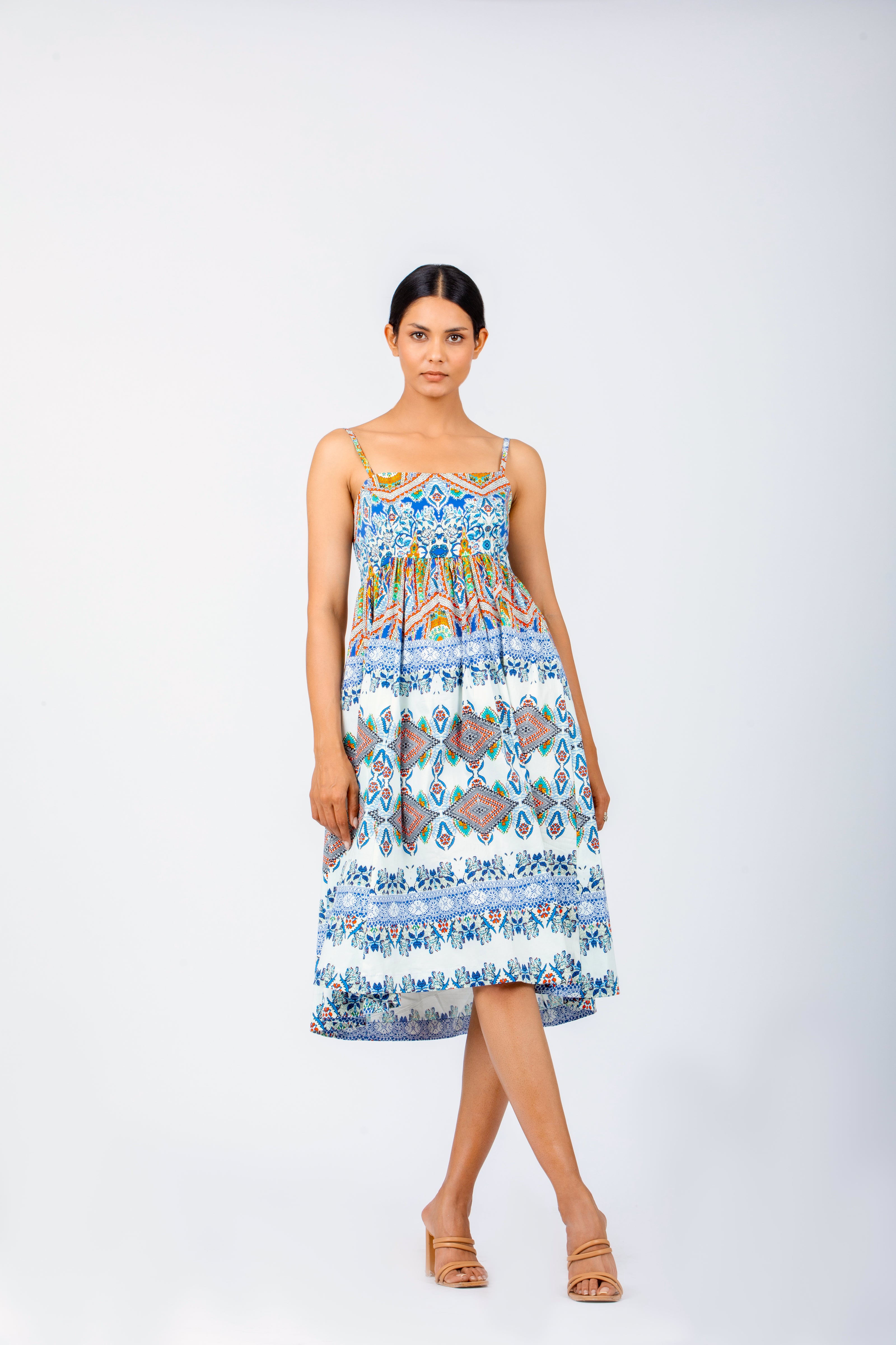 MUM & DAUGHTER Abstract Element Blue Printed Dress
